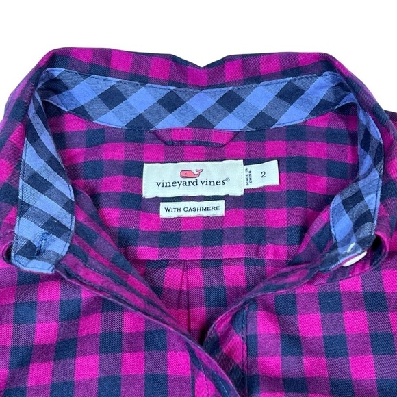 VINEYARD VINES with Cashmere Pink Blue Gingham Plaid Button-Up Shirt Women's S - Picture 4 of 16